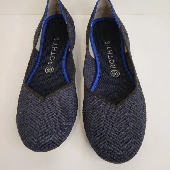 Rothy’s Midnight Metallic Herringbone Flats Size 10. RETIRED