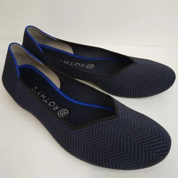 Rothy’s Midnight Metallic Herringbone Flats Size 10. RETIRED