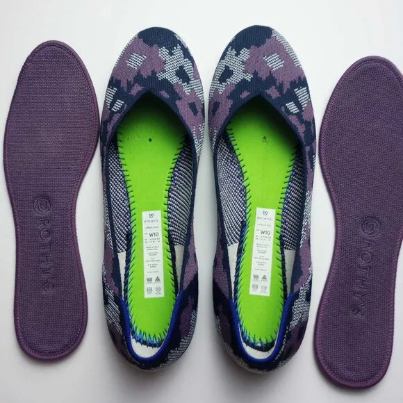 Rothy's Retired Violet Botanicamo Camo Print Flats Shoes Size 10 NWOB