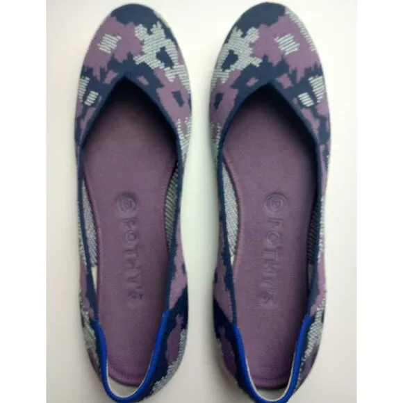 Rothy's Retired Violet Botanicamo Camo Print Flats Shoes Size 10 NWOB