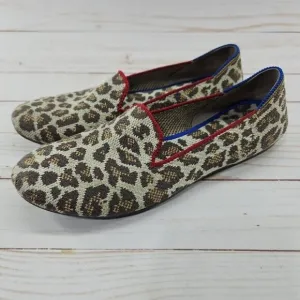 Rothys The Flat‎ Womens 6 Tan Brown Spotted Leopard Slip On Ballet Flats Shoes