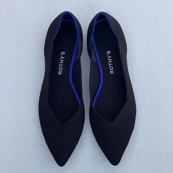 Rothy's The Point Flats Black Women's Sz 11.5 Casual Slip On Comfort Knit Shoes