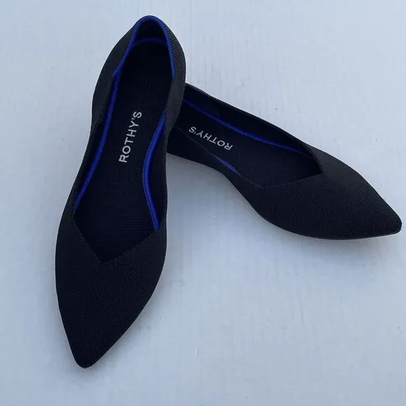 Rothy's The Point Flats Black Women's Sz 11.5 Casual Slip On Comfort Knit Shoes