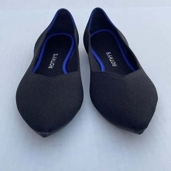 Rothy's The Point Flats Black Women's Sz 11.5 Casual Slip On Comfort Knit Shoes