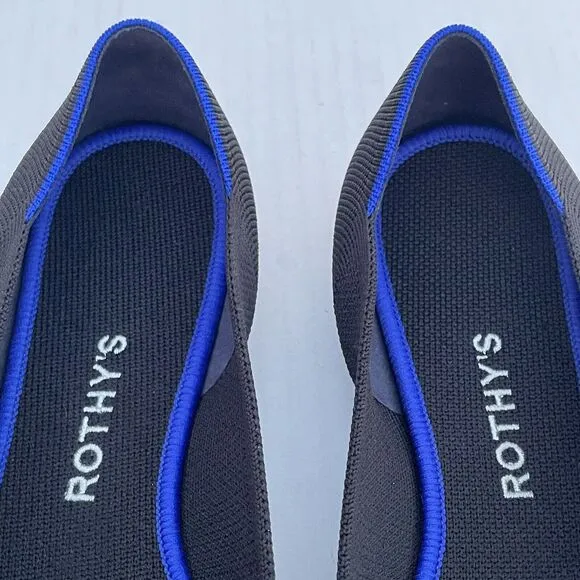 Rothy's The Point Flats Black Women's Sz 11.5 Casual Slip On Comfort Knit Shoes