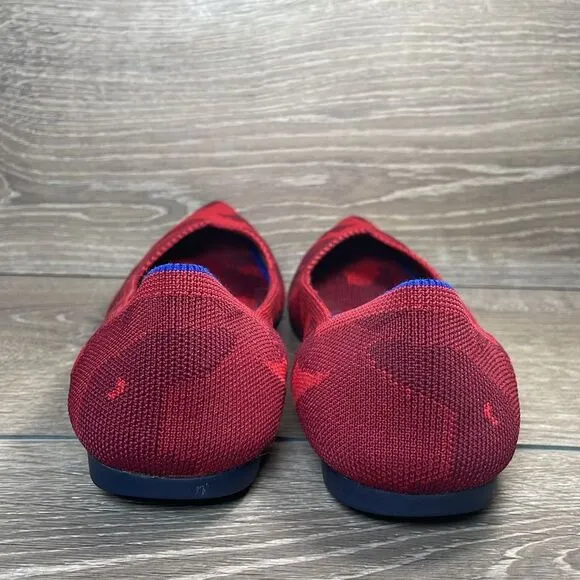 Rothy’s “The Point” Red Camouflage Women’s Sz 11/EU 44 Pointy Toe Ballet Flats
