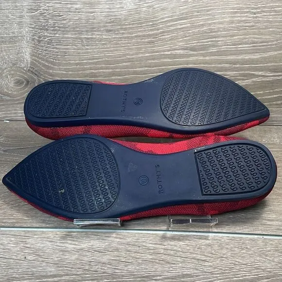 Rothy’s “The Point” Red Camouflage Women’s Sz 11/EU 44 Pointy Toe Ballet Flats