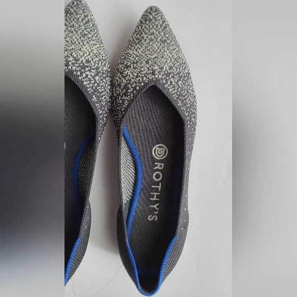 🩷💚⚜️Rothy's The Point⚜️🩷💚Womens Metallic Speckled Flats Gray Black Size 7.5
