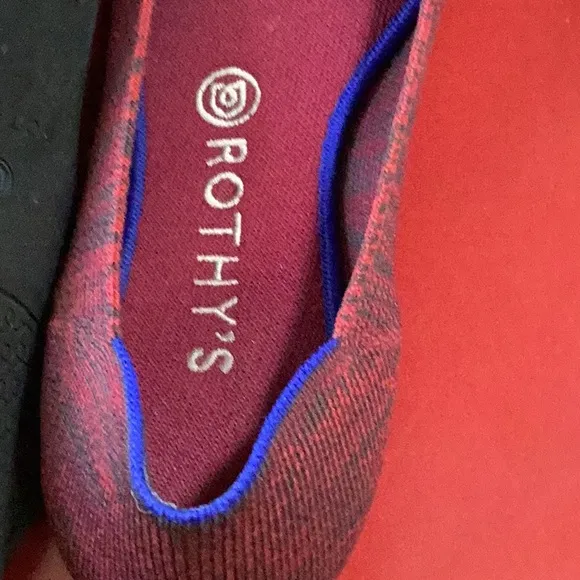 Rothy's Women's Red blue flats.  Best travel shoe ever.