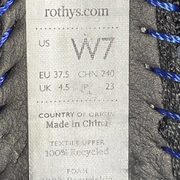 ROTHYS Women’s The Point Flats Black‎ Shoes Lightweight Size 7