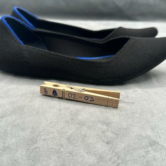 ROTHYS Women’s The Point Flats Black‎ Shoes Lightweight Size 7