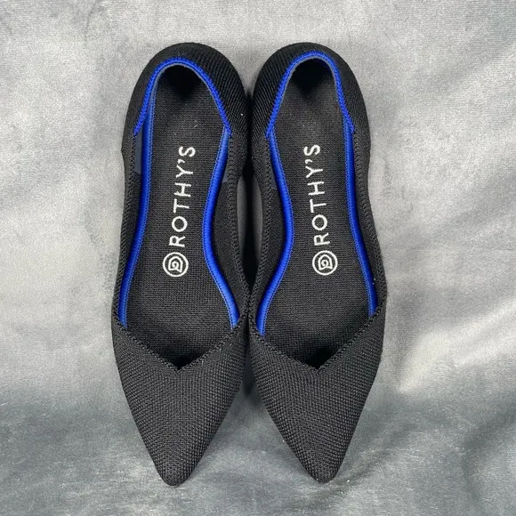 ROTHYS Women’s The Point Flats Black‎ Shoes Lightweight Size 7