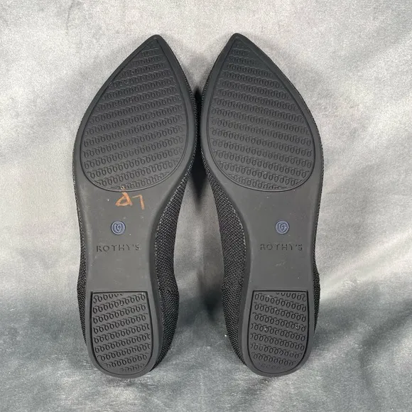 ROTHYS Women’s The Point Flats Black‎ Shoes Lightweight Size 7