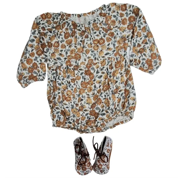 {Rylee   Cru} OG Blooms Romper &amp; Mon Petit Matching Shoes
