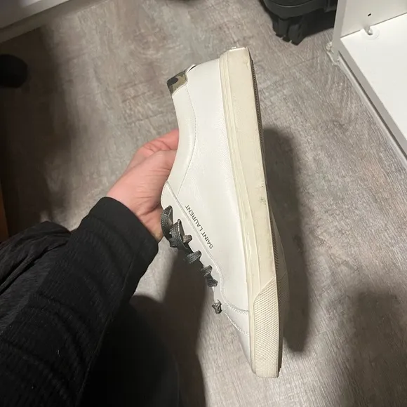 Saint Laurent White leather Camo green classic Andy Sneakers 38.5