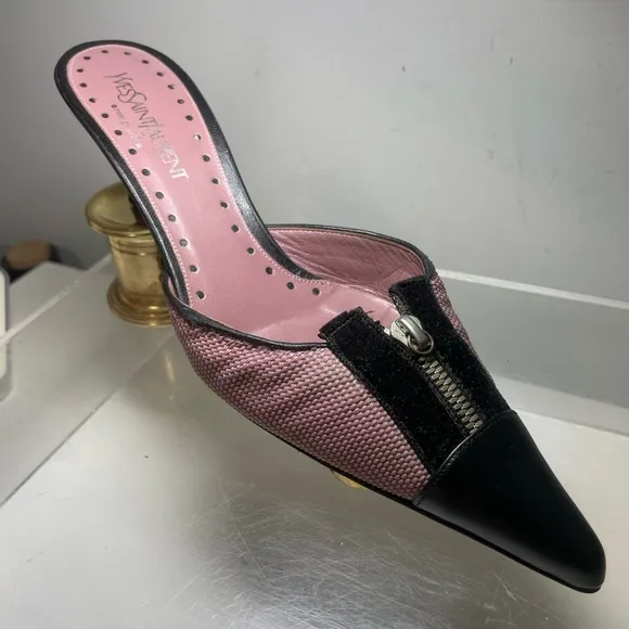 Saint Laurent YSL mule kiten heels shoes sz 38