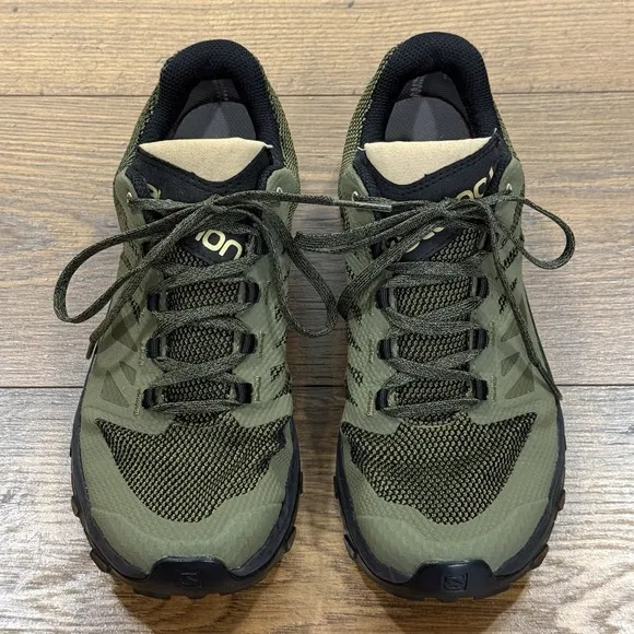 Salomon Shoes Mens 8 Outline GTX Gore Tex Green Outdoor Hiking Trail Contagrip