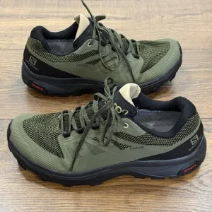 Salomon Shoes Mens 8 Outline GTX Gore Tex Green Outdoor Hiking Trail Contagrip