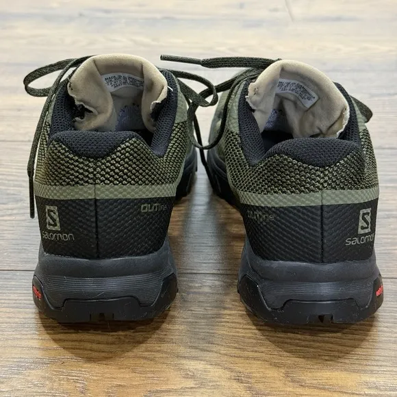 Salomon Shoes Mens 8 Outline GTX Gore Tex Green Outdoor Hiking Trail Contagrip