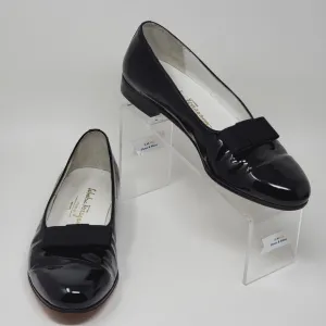 Salvatore Ferragamo Black Patent Leather Flats Shoes Women's Size US 9.5B