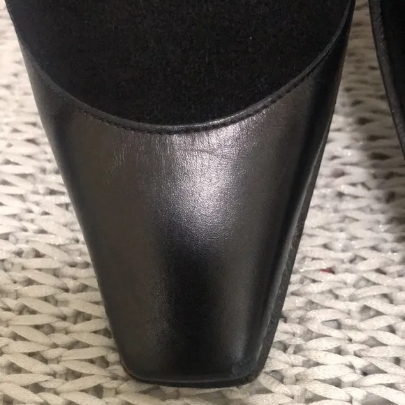 Salvatore Ferragamo Black Suede and Leather Pumps