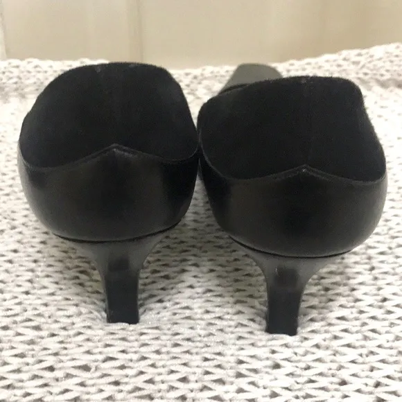 Salvatore Ferragamo Black Suede and Leather Pumps