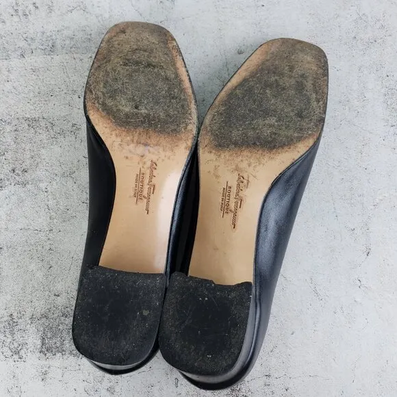 Salvatore Ferragamo Boutique Italy Leather Classic Pumps Shoes Black size 7B