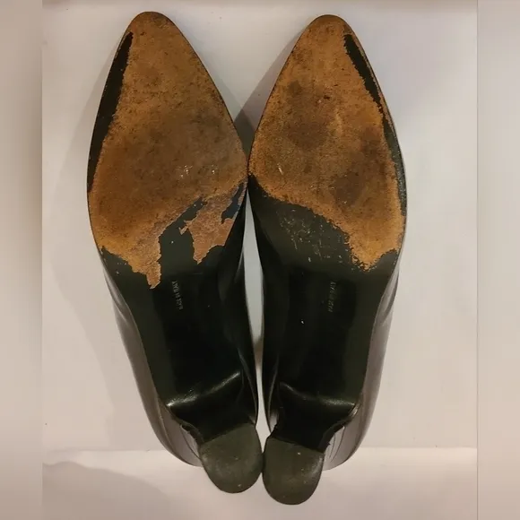 Salvatore Ferragamo Vintage Gunmetal Leather Pumps