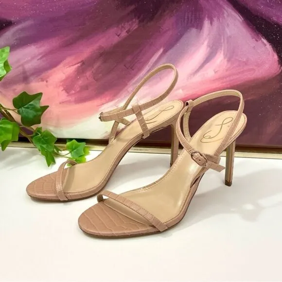 SAM EDELMAN Doran Strappy Sandal in Maple Croco Size 9