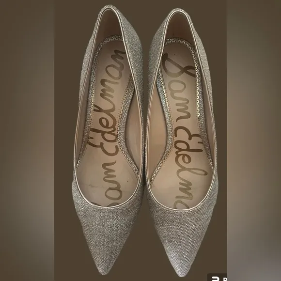 Sam Edelman Dori Light Champaign Kitten Heel Pumps. Size 8.5 M Beautiful Sparkle