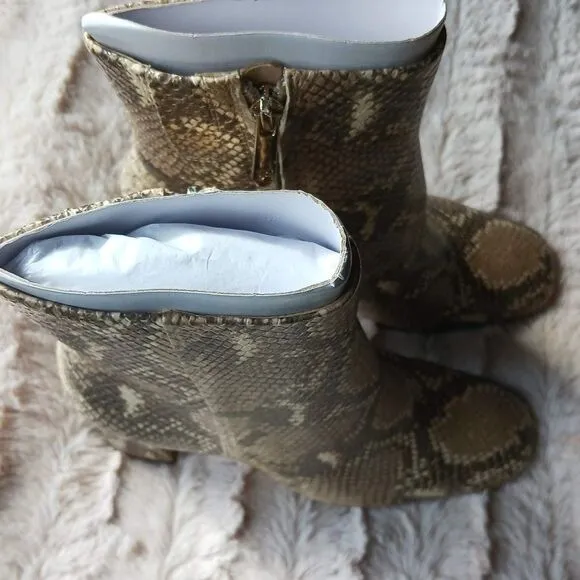 Sam Edelman Snake Print Ankle Bootie Square Toe Dressy Block Heel Boot Size 5M
