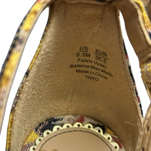 Sam Edelman Yaro Gatsby Yellow Jacquard Block Heels