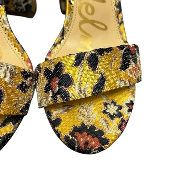 Sam Edelman Yaro Gatsby Yellow Jacquard Block Heels