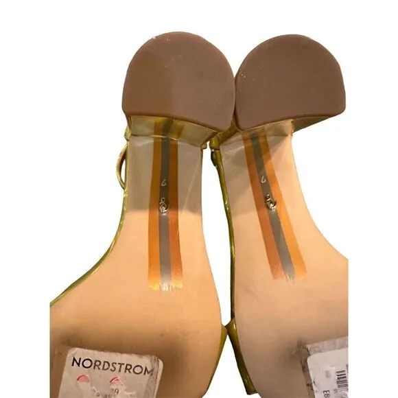 Sam Edelman Yaro Gold Ankle Strap Block Heel Sandals Women's Party NWOT