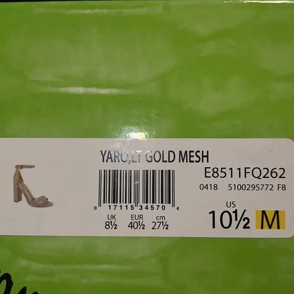Sam Edelman Yaro light gold mesh Sz 10 1/2 M ankle strap  block heel sandals new