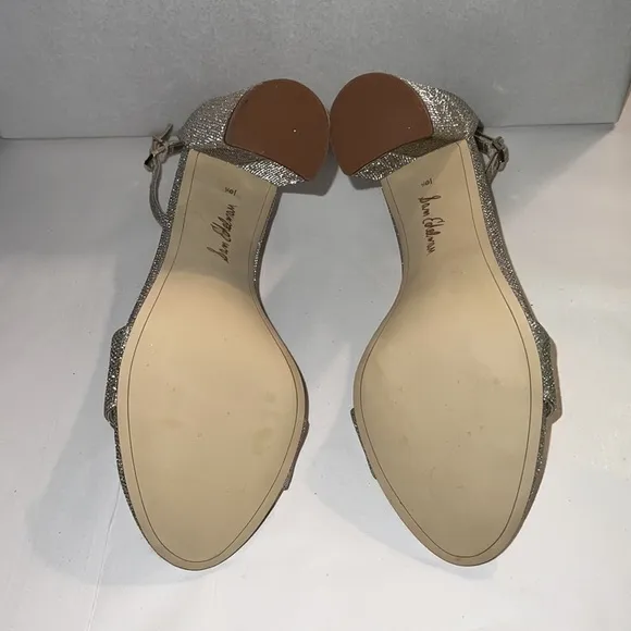 Sam Edelman Yaro light gold mesh Sz 10 1/2 M ankle strap  block heel sandals new