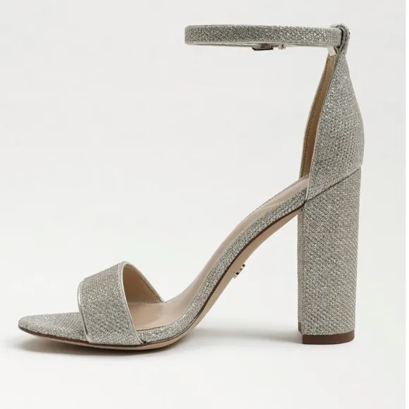 Sam Edelman Yaro light gold mesh Sz 10 1/2 M ankle strap  block heel sandals new