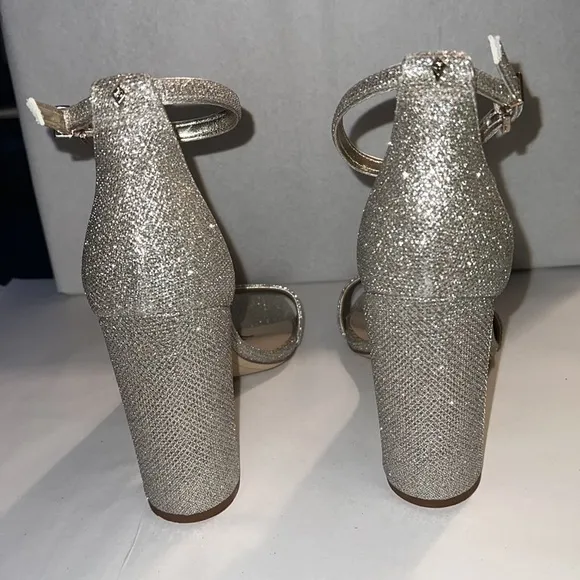 Sam Edelman Yaro light gold mesh Sz 10 1/2 M ankle strap  block heel sandals new