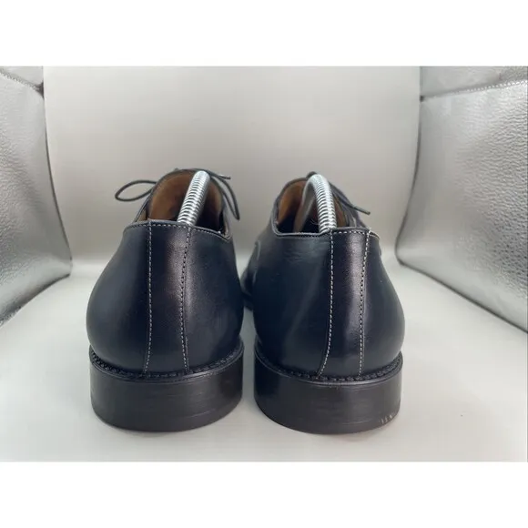 Santoni Oxford Mens 9.5 D Black Leather Dress Shoe Lace Up 24155001