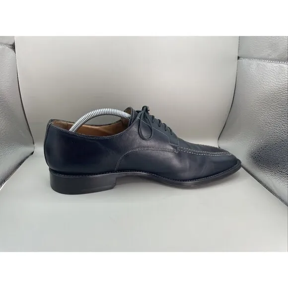 Santoni Oxford Mens 9.5 D Black Leather Dress Shoe Lace Up 24155001