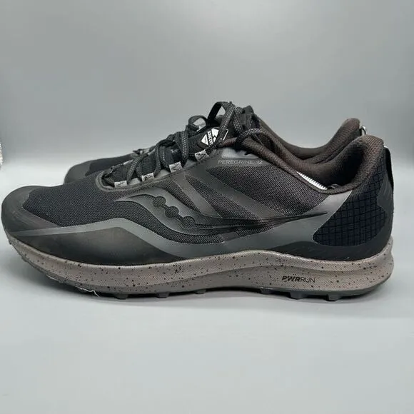 Saucony Peregrine 12 Men's 14 W Wide Black Athletic Shoes Lace-Up Low Sneakers