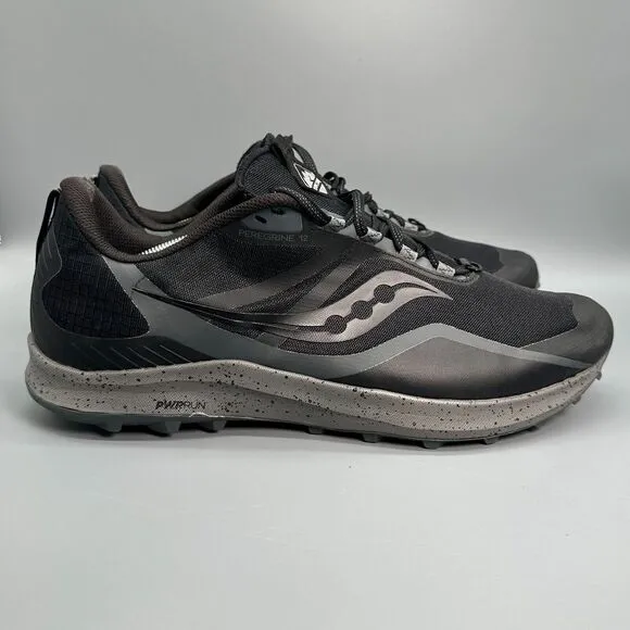 Saucony Peregrine 12 Men's 14 W Wide Black Athletic Shoes Lace-Up Low Sneakers
