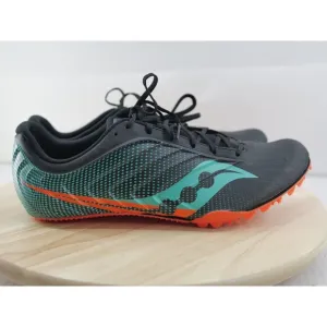Saucony Spitfire 5 Track Shoes Black &amp; Cool Mint Men SIze‎ 12.5