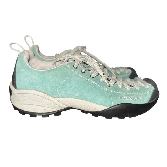Scarpa Mojito Hiking Sneakers Women's Size 7 Lake Blue Leather Lace Up Shoes