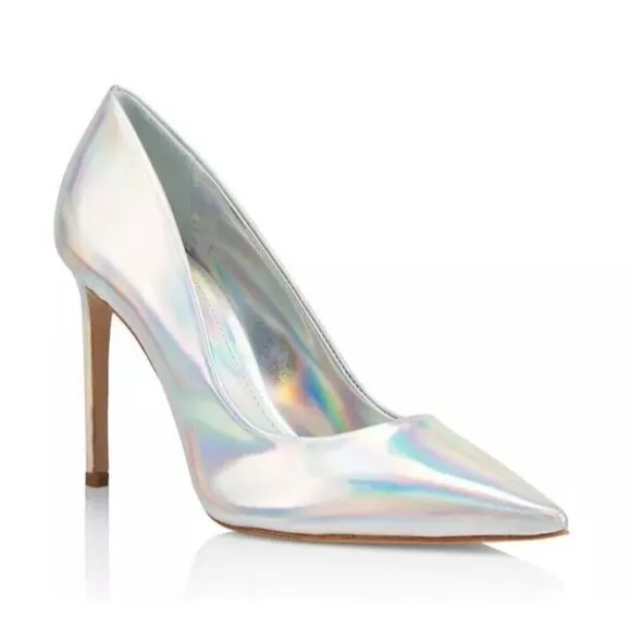 SCHUTZ Lou Pumps Heels Size 8.5 NEW Iridescent Silver Metallic Formal Party