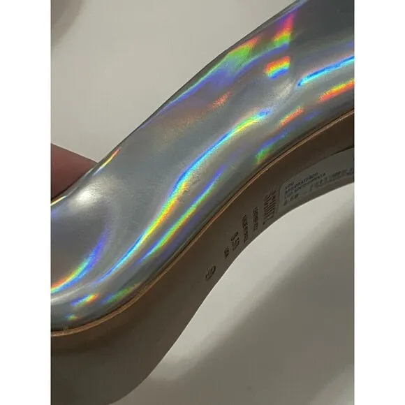 SCHUTZ Lou Pumps Heels Size 8.5 NEW Iridescent Silver Metallic Formal Party