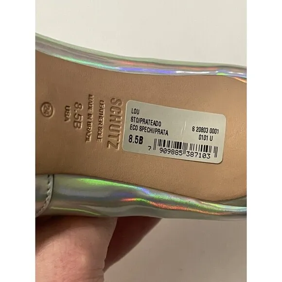 SCHUTZ Lou Pumps Heels Size 8.5 NEW Iridescent Silver Metallic Formal Party