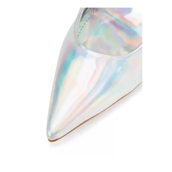 SCHUTZ Lou Pumps Heels Size 8.5 NEW Iridescent Silver Metallic Formal Party