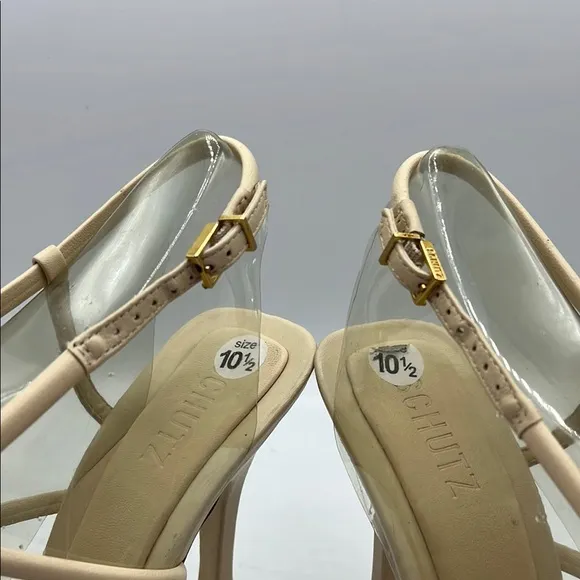 SCHUTZ Sz 10 Lovi Napps Cream Strappy High Heels NEW