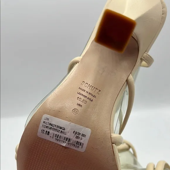 SCHUTZ Sz 10 Lovi Napps Cream Strappy High Heels NEW